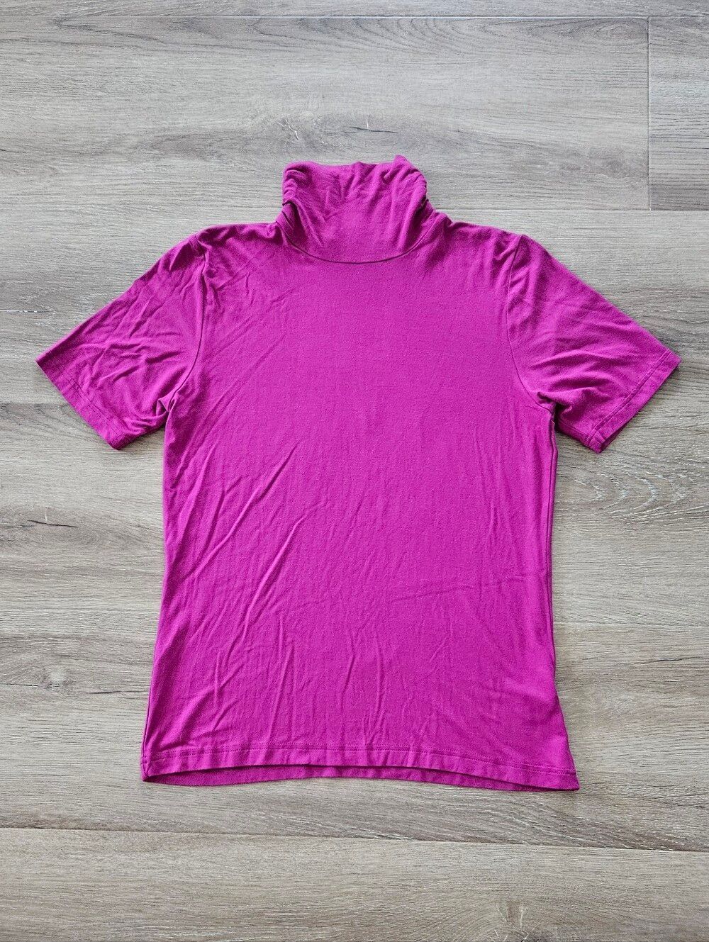 Joseph A. Magenta Short Sleeve Turtleneck Top Size L